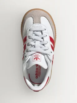 adidas Originals White/Red/Grey Samba OG Comfort Closure Elastic Lace Trainers