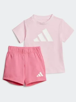 adidas Pink Essentials T-Shirt and Shorts Set Infant Kids