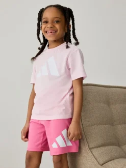 adidas Pink Essentials T-Shirt Set Little Kids