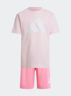 adidas Pink Essentials T-Shirt Set Little Kids