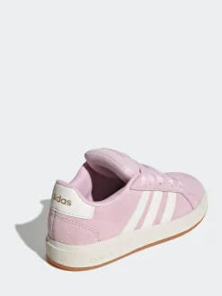 adidas Pink Grand Court 00s Suede Lace Kids Trainers