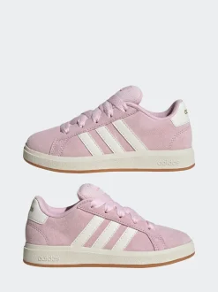 adidas Pink Grand Court 00s Suede Lace Kids Trainers
