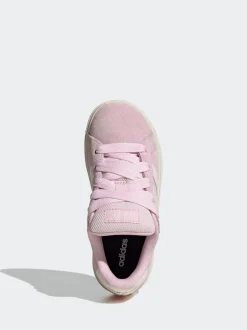 adidas Pink Grand Court 00s Suede Lace Kids Trainers
