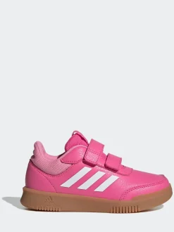 adidas Pink/Tan Hook and Loop Tensaur Kids Trainers