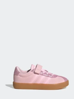 adidas Pink VL Court 3.0 Elastic Lace Kids Trainers