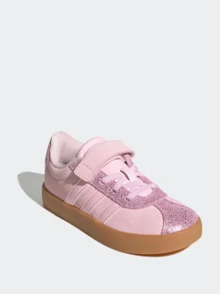 adidas Pink VL Court 3.0 Elastic Lace Kids Trainers