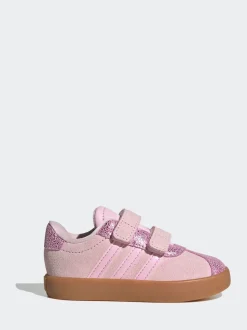 adidas Pink VL Court 3.0 Hook and Loop Kids Trainers