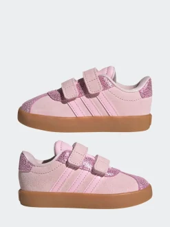 adidas Pink VL Court 3.0 Hook and Loop Kids Trainers