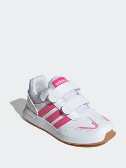 adidas Pink/White Tensaur Switch Hook and Loop Kids Trainers