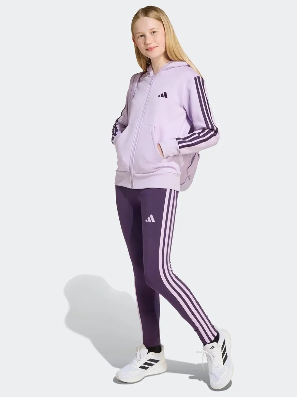adidas Purple Essentials Zip Hoodie Kids