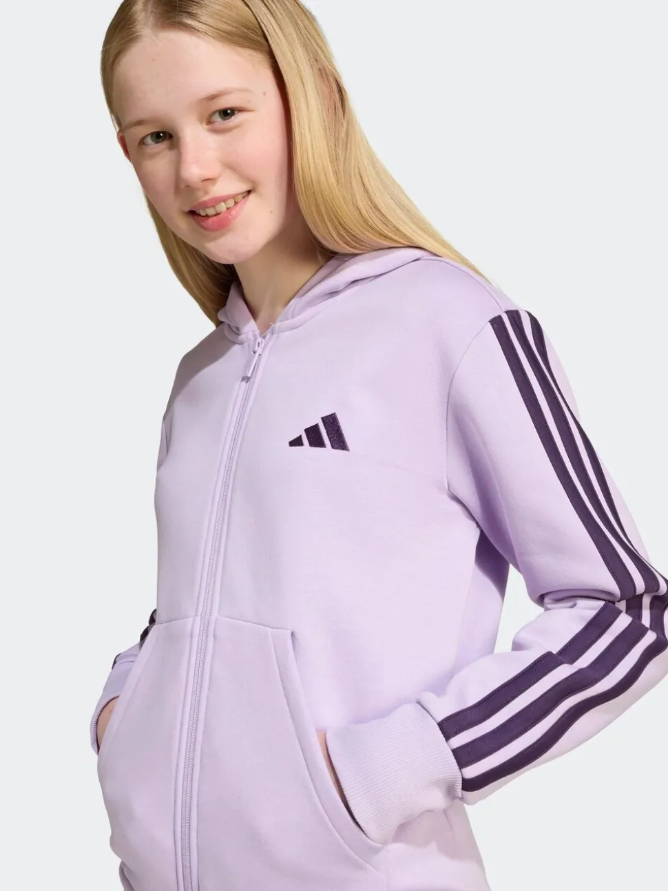adidas Purple Essentials Zip Hoodie Kids