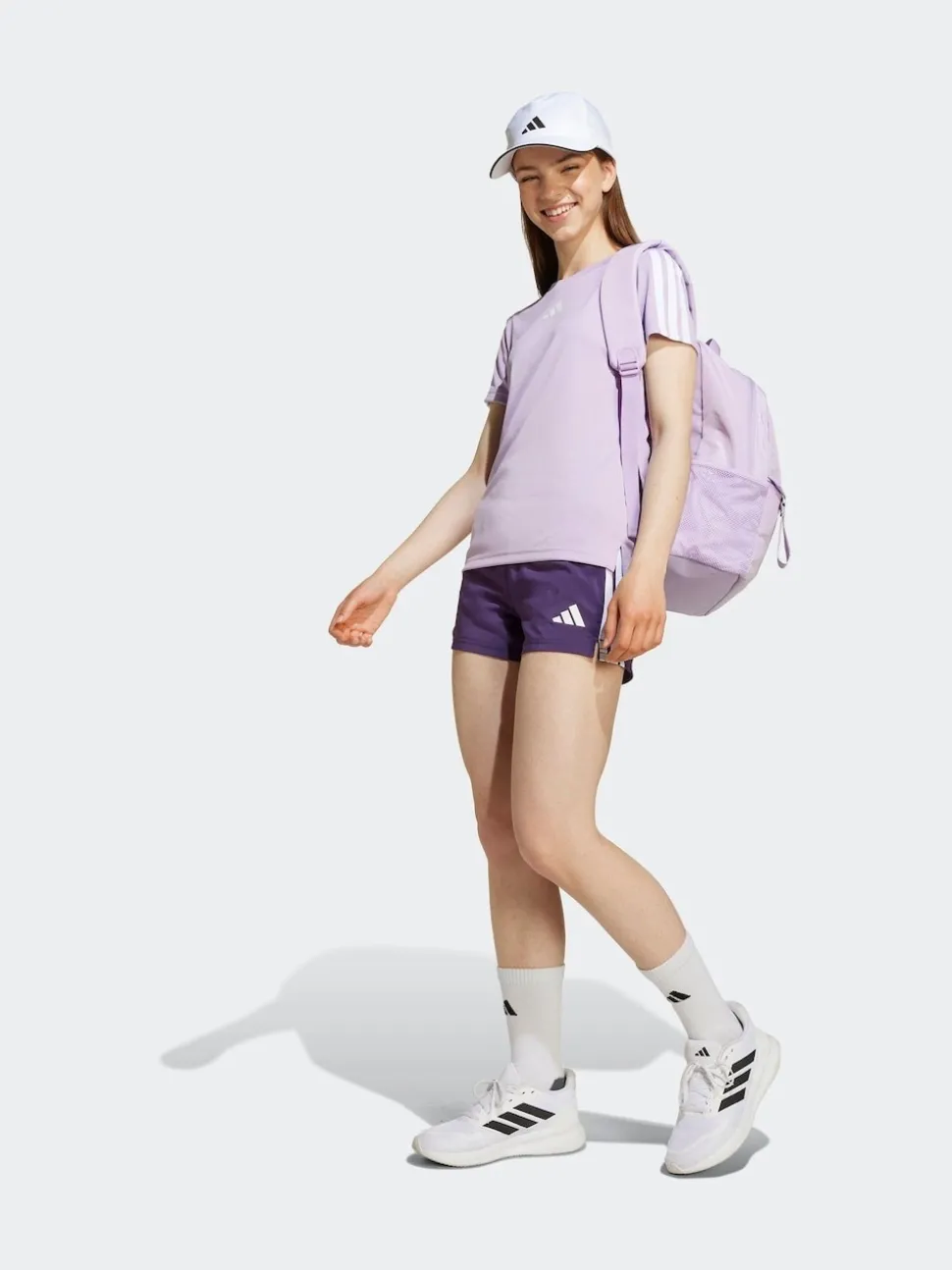 adidas Purple Training Essentials 3-Stripes Kids T-Shirt