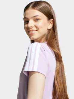 adidas Purple Training Essentials 3-Stripes Kids T-Shirt