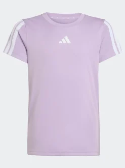 adidas Purple Training Essentials 3-Stripes Kids T-Shirt