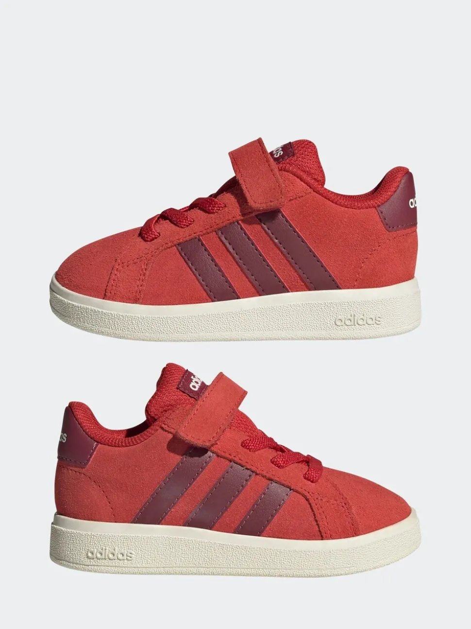 adidas Red Grand Court 2.0 Elastic Lace Infant Trainers