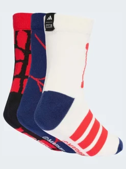 adidas Red Little Kids Marvel Spiderman Crew Socks 3 Pack