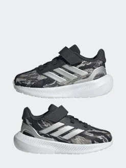 adidas Silver/Grey RunFalcon 5 Hook and Loop Running Infant Trainers