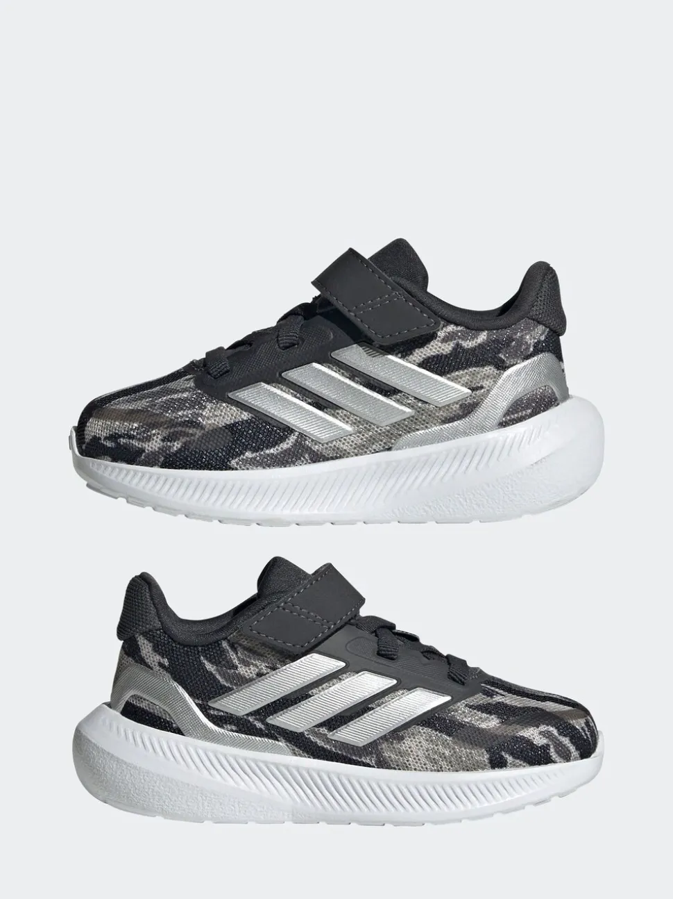 adidas Silver/Grey RunFalcon 5 Hook and Loop Running Infant Trainers