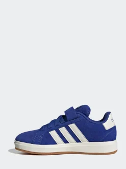 adidas Sky Blue Grand Court 00s Suede Elastic Lace Kids Trainers