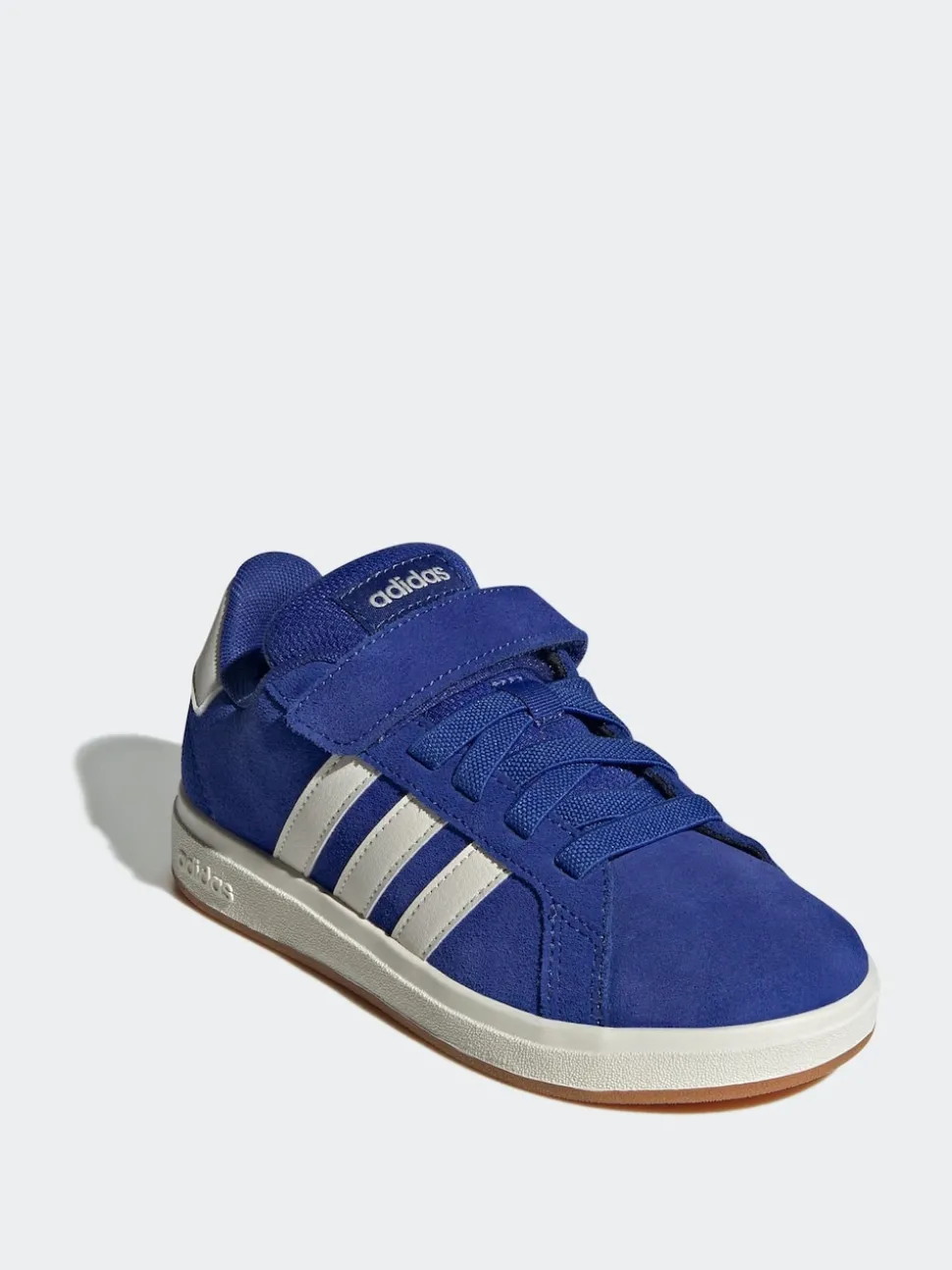adidas Sky Blue Grand Court 00s Suede Elastic Lace Kids Trainers