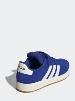 adidas Sky Blue Grand Court 00s Suede Elastic Lace Kids Trainers