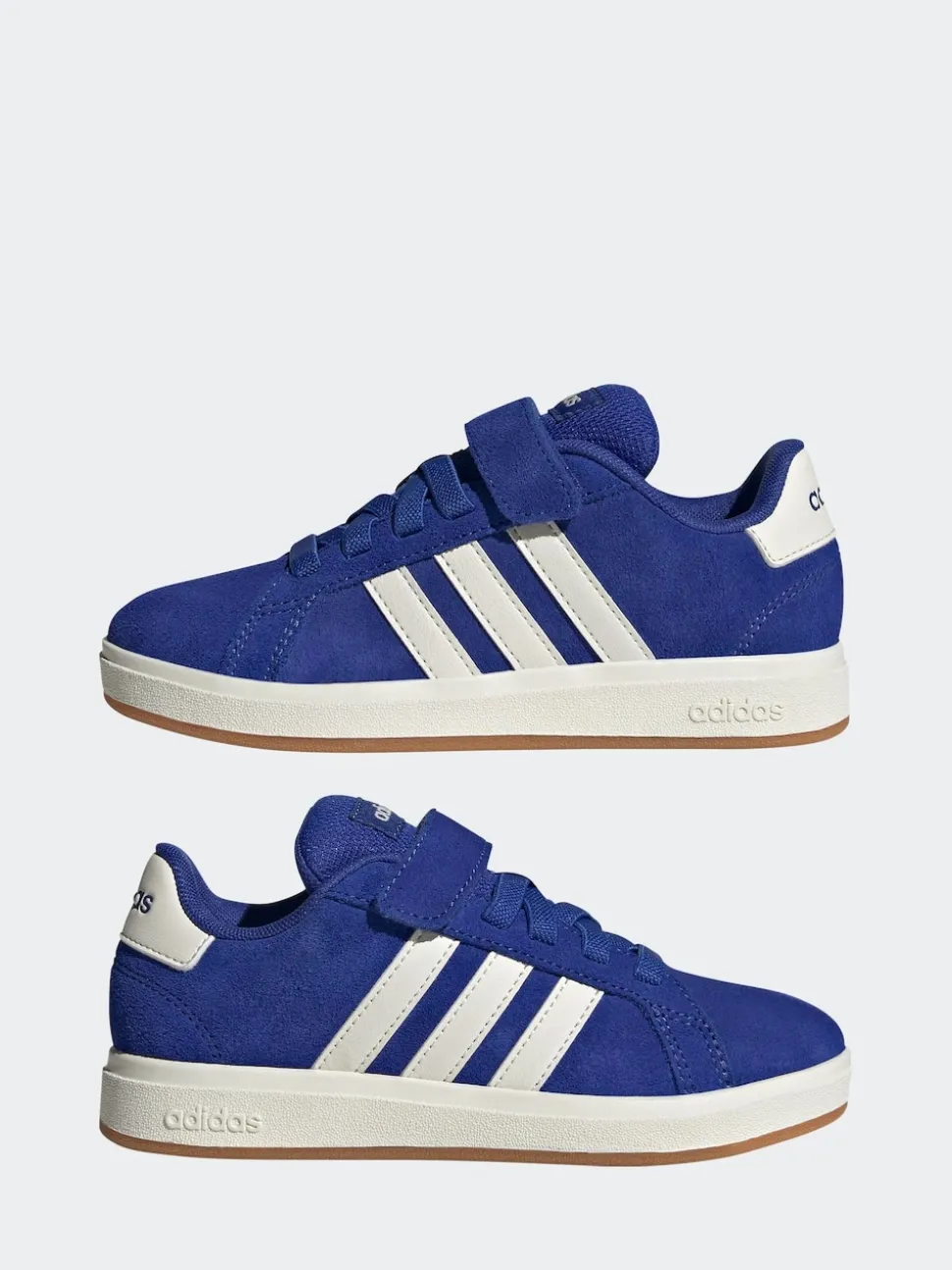 adidas Sky Blue Grand Court 00s Suede Elastic Lace Kids Trainers