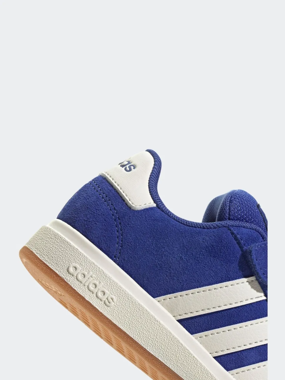 adidas Sky Blue Grand Court 00s Suede Elastic Lace Kids Trainers