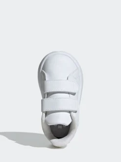 adidas White Advantage Hook and Loop Infant Trainers