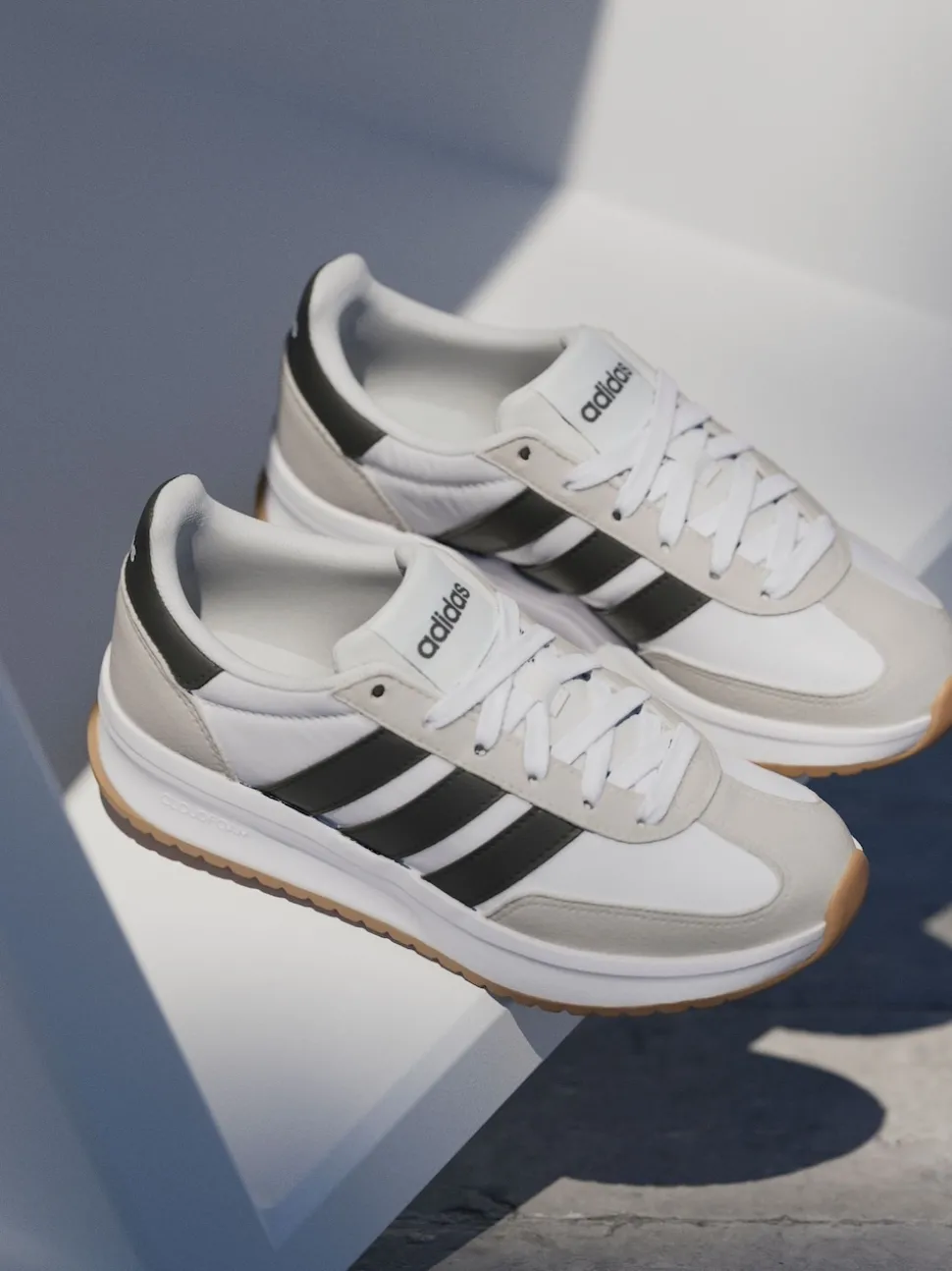 adidas White/Black/Grey Run 70s 2.0 Lace Junior Trainers