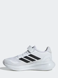adidas White/Black Runfalcon 5 Elastic Lace Running Kids Trainers