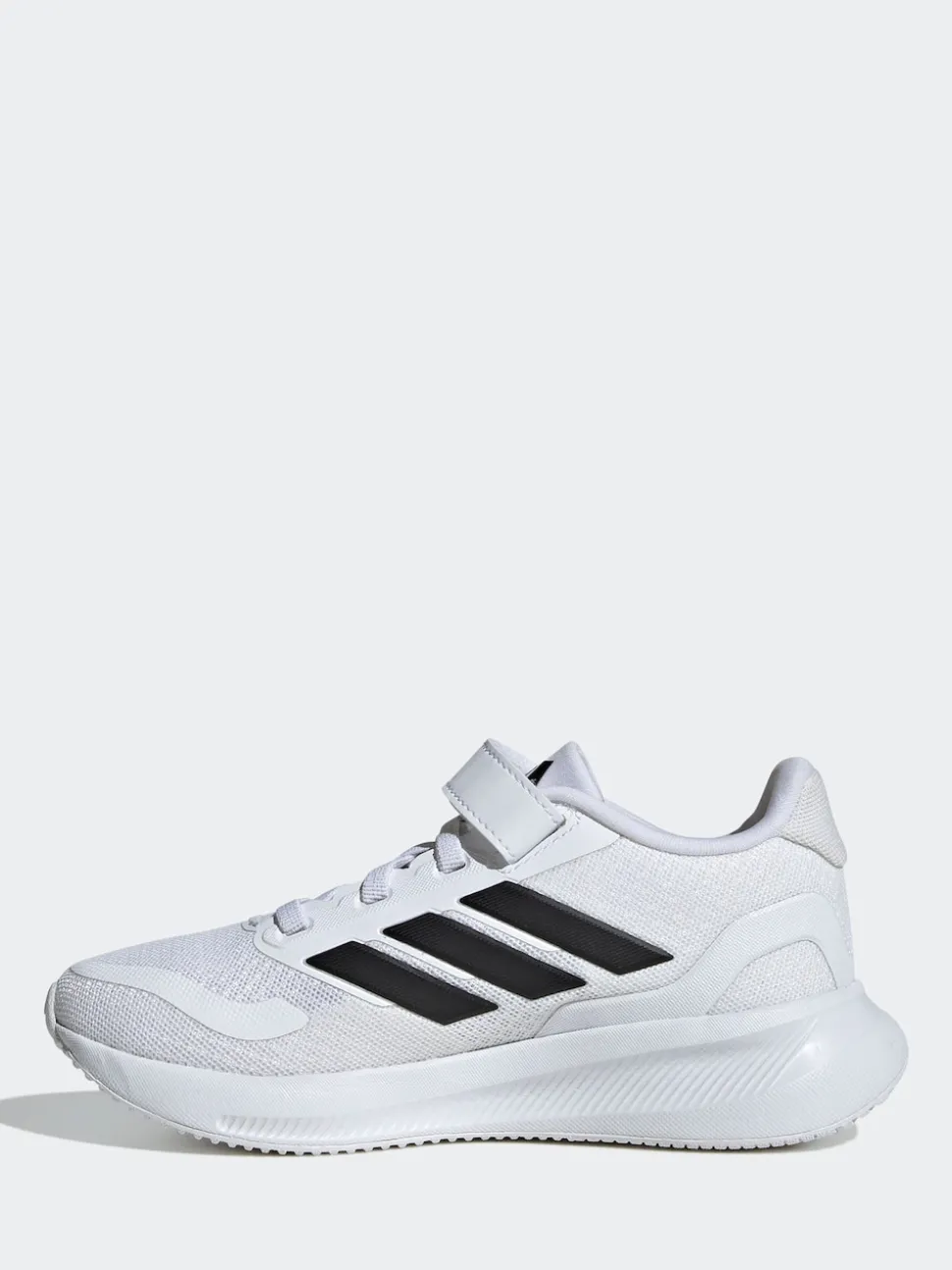 adidas White/Black Runfalcon 5 Elastic Lace Running Kids Trainers