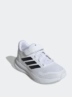 adidas White/Black Runfalcon 5 Elastic Lace Running Kids Trainers