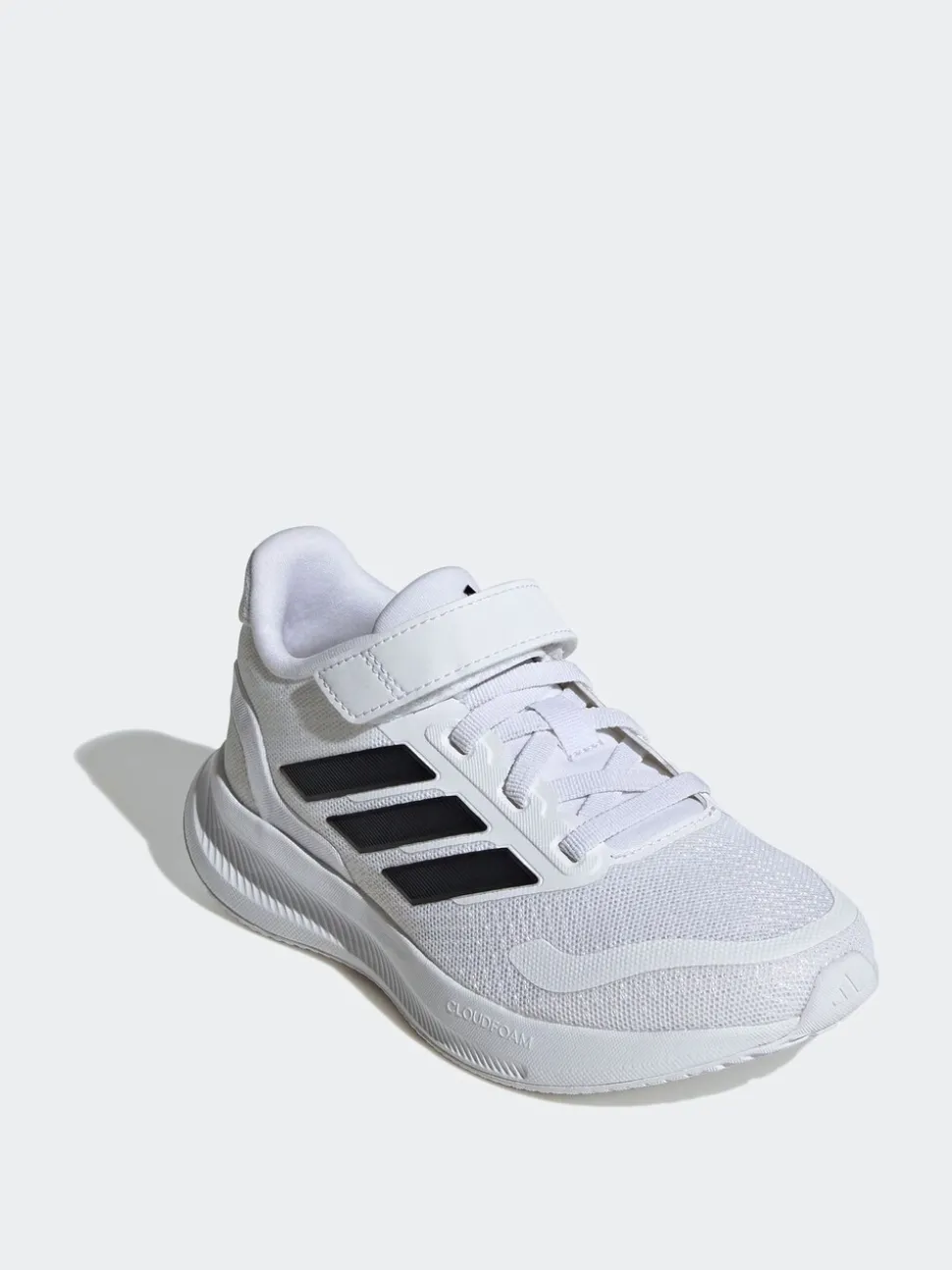 adidas White/Black Runfalcon 5 Elastic Lace Running Kids Trainers