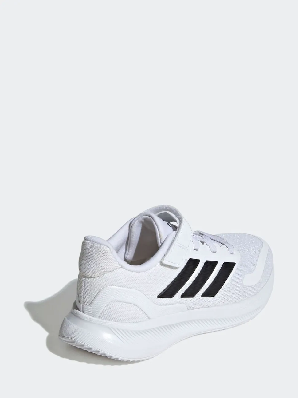 adidas White/Black Runfalcon 5 Elastic Lace Running Kids Trainers
