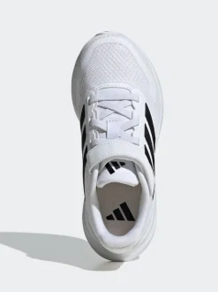 adidas White/Black Runfalcon 5 Elastic Lace Running Kids Trainers