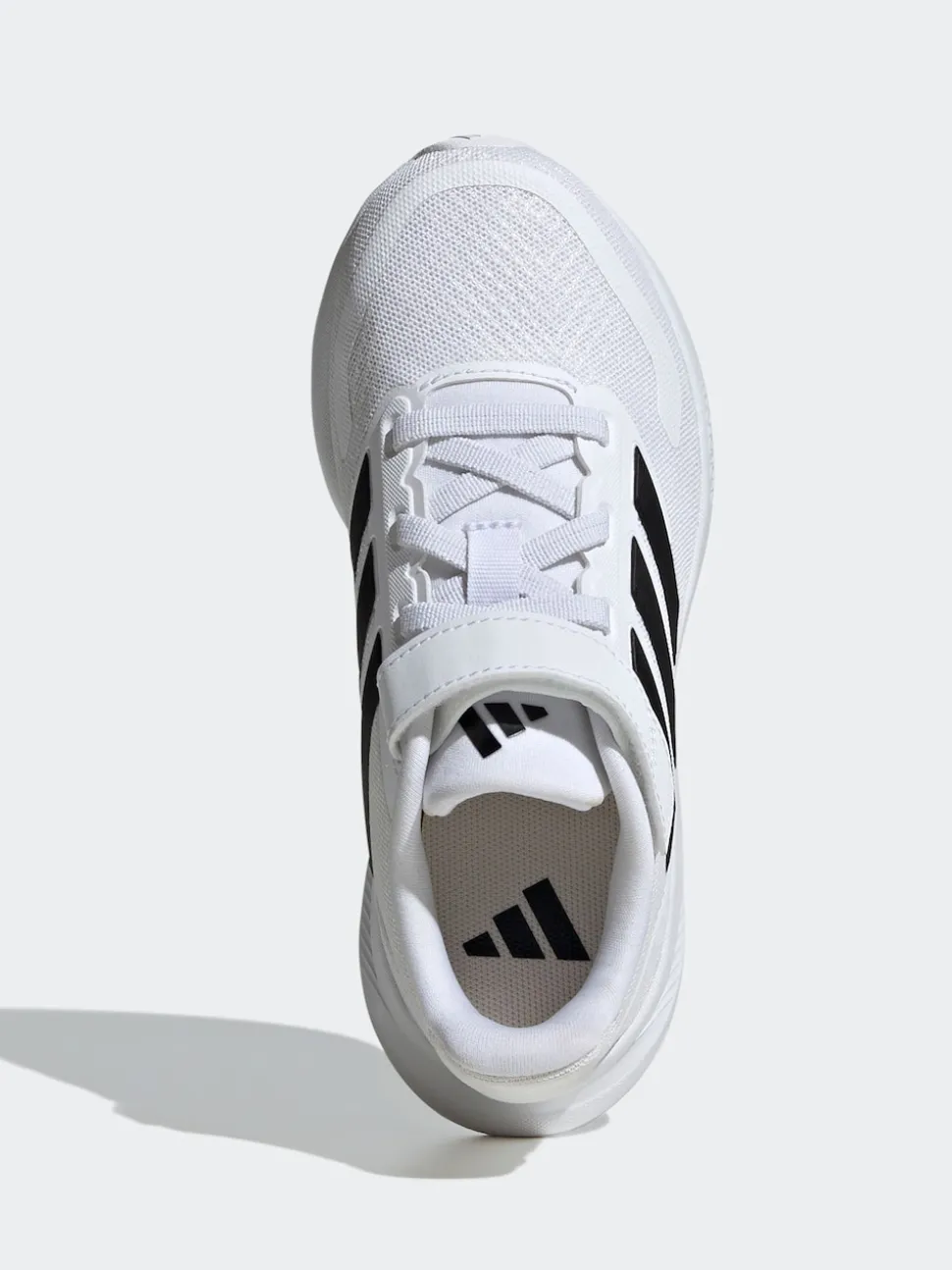adidas White/Black Runfalcon 5 Elastic Lace Running Kids Trainers