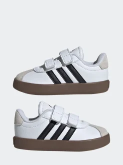 adidas White/Black VL Court 3.0 Hook and Loop Infant Trainers