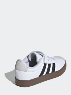 adidas White/Black VL Court 3.0 Hook and Loop Kids Trainers