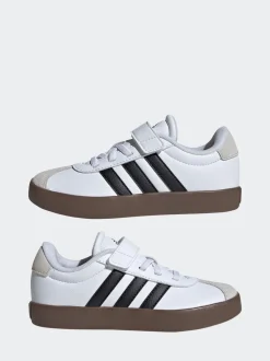 adidas White/Black VL Court 3.0 Hook and Loop Kids Trainers