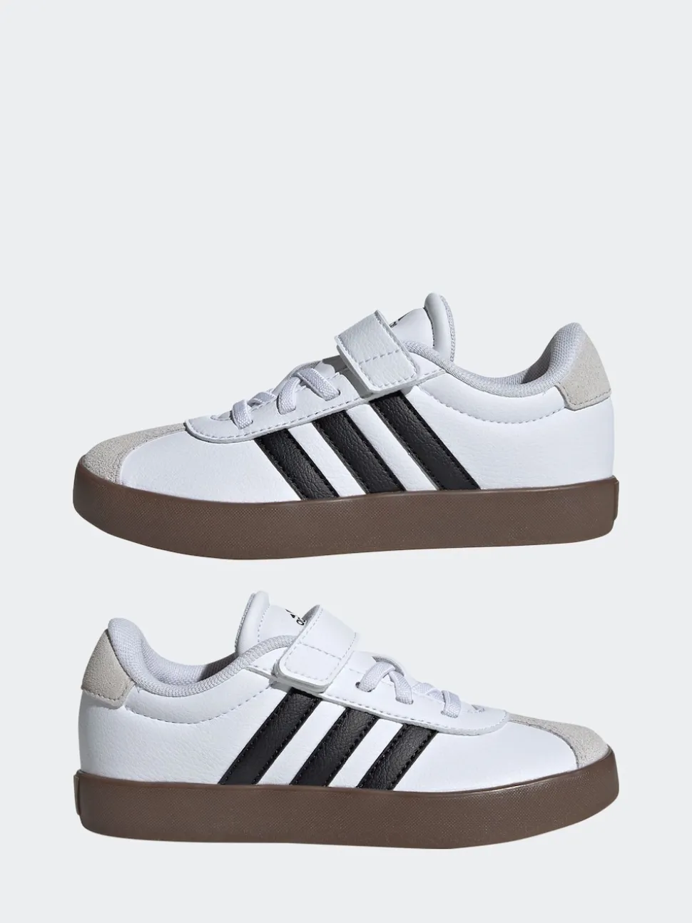 adidas White/Black VL Court 3.0 Hook and Loop Kids Trainers