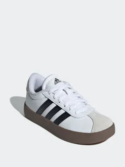 adidas White/Black VL Court 3.0 Kids Trainers