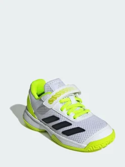 adidas White Courtflash Hook and Loop Tennis Shoes