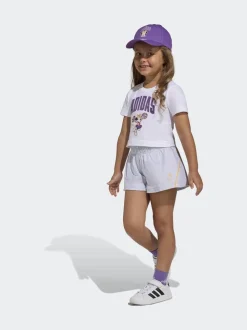 adidas White Disney Minnie Mouse T-Shirt and Shorts Little Kids Set