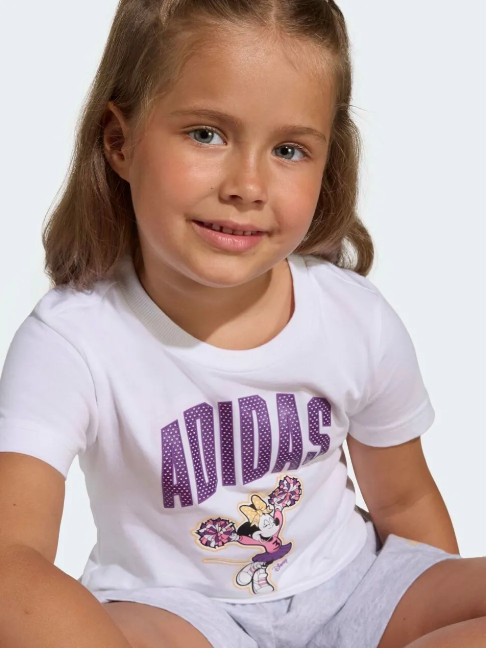 adidas White Disney Minnie Mouse T-Shirt and Shorts Little Kids Set