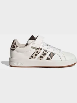 adidas White Grand Court 3.0 Elastic Lace Kids Trainers