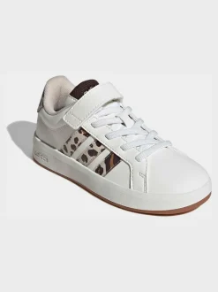 adidas White Grand Court 3.0 Elastic Lace Kids Trainers