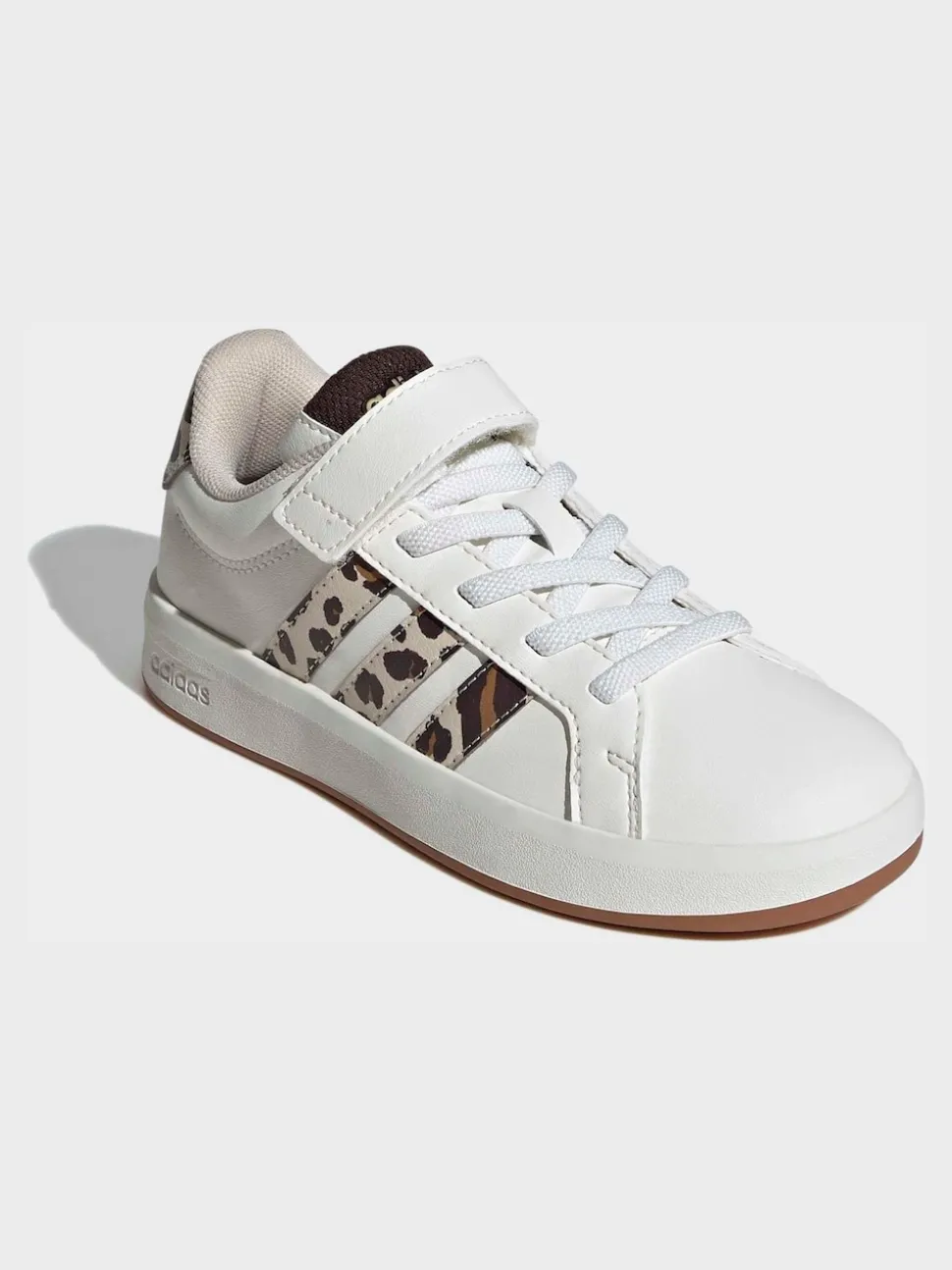 adidas White Grand Court 3.0 Elastic Lace Kids Trainers