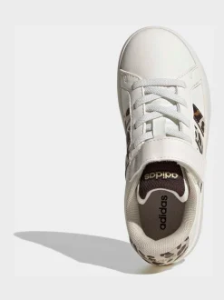 adidas White Grand Court 3.0 Elastic Lace Kids Trainers