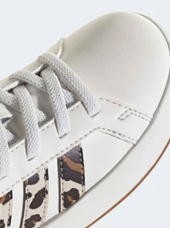 adidas White Grand Court 3.0 Elastic Lace Kids Trainers