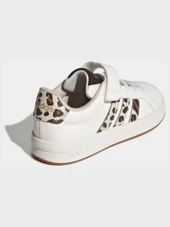 adidas White Grand Court 3.0 Elastic Lace Kids Trainers